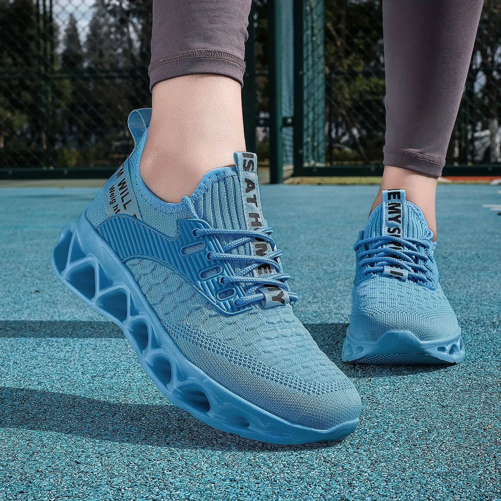 2025 new glossy sports women's shoes large size lightweight soft-soled walking shoes mesh breathable road running shoes thick-soled comfortable yoga dance shoes 21332666751