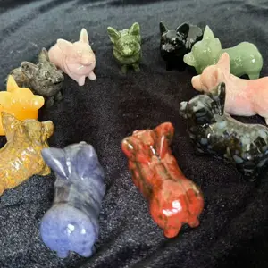 Natural Crystal cute carving Corgi dogs