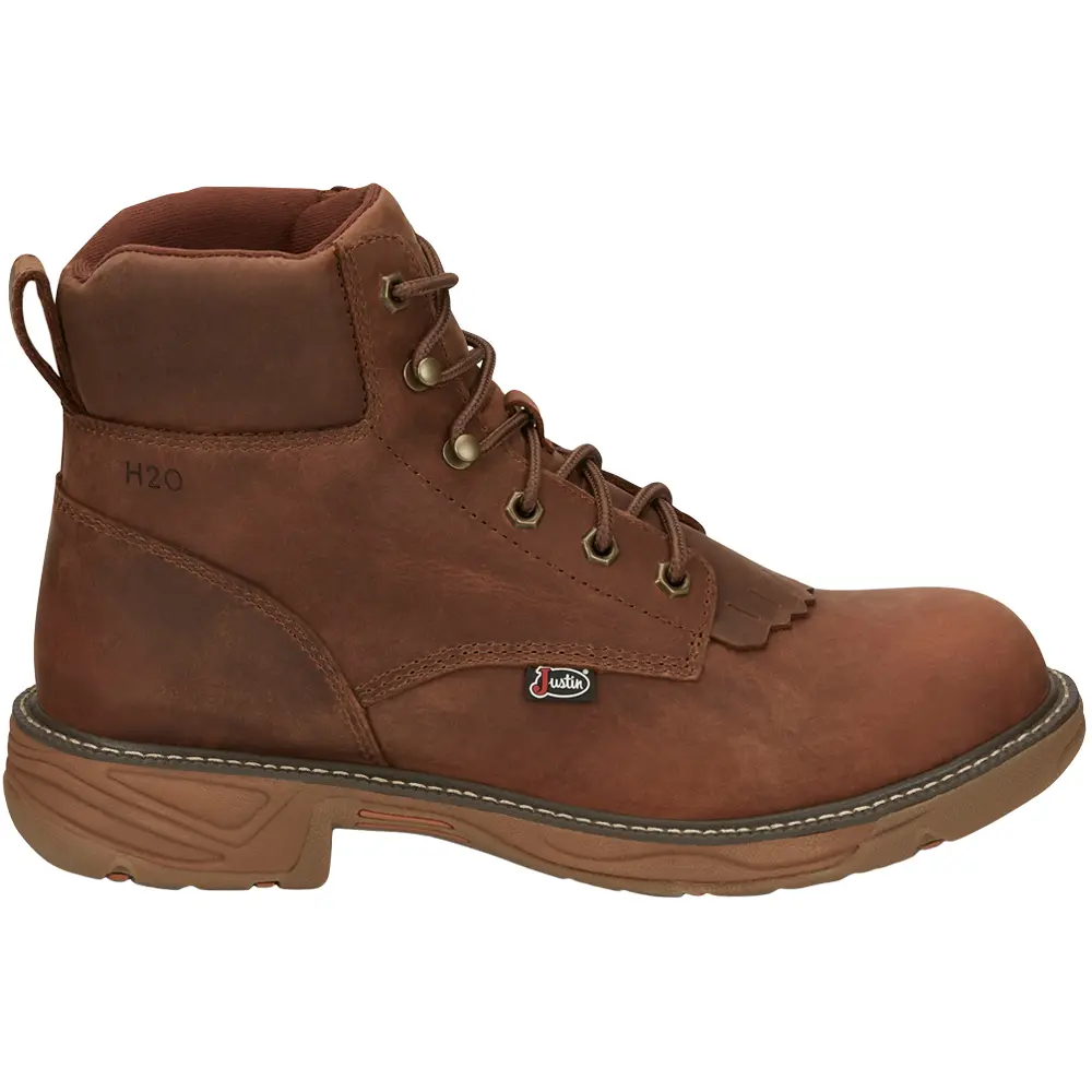 Justin Boots Mens Rush 6 Inch Waterproof Soft Toe  Work/Duty - Brown