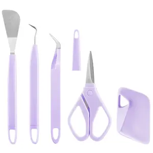 AKEYDIY 5pcs Craft Vinyl Weeding Tools Set, Precision Craft Vinyl Tools Kit for Circut, Precision Craft Tool Kit for Vinyl, Weeder/Scraper/Spatula/Tweezers/Scissor Basic Tool Compatible with Cricut/Silhouette/Siser/Oracal Vinyl