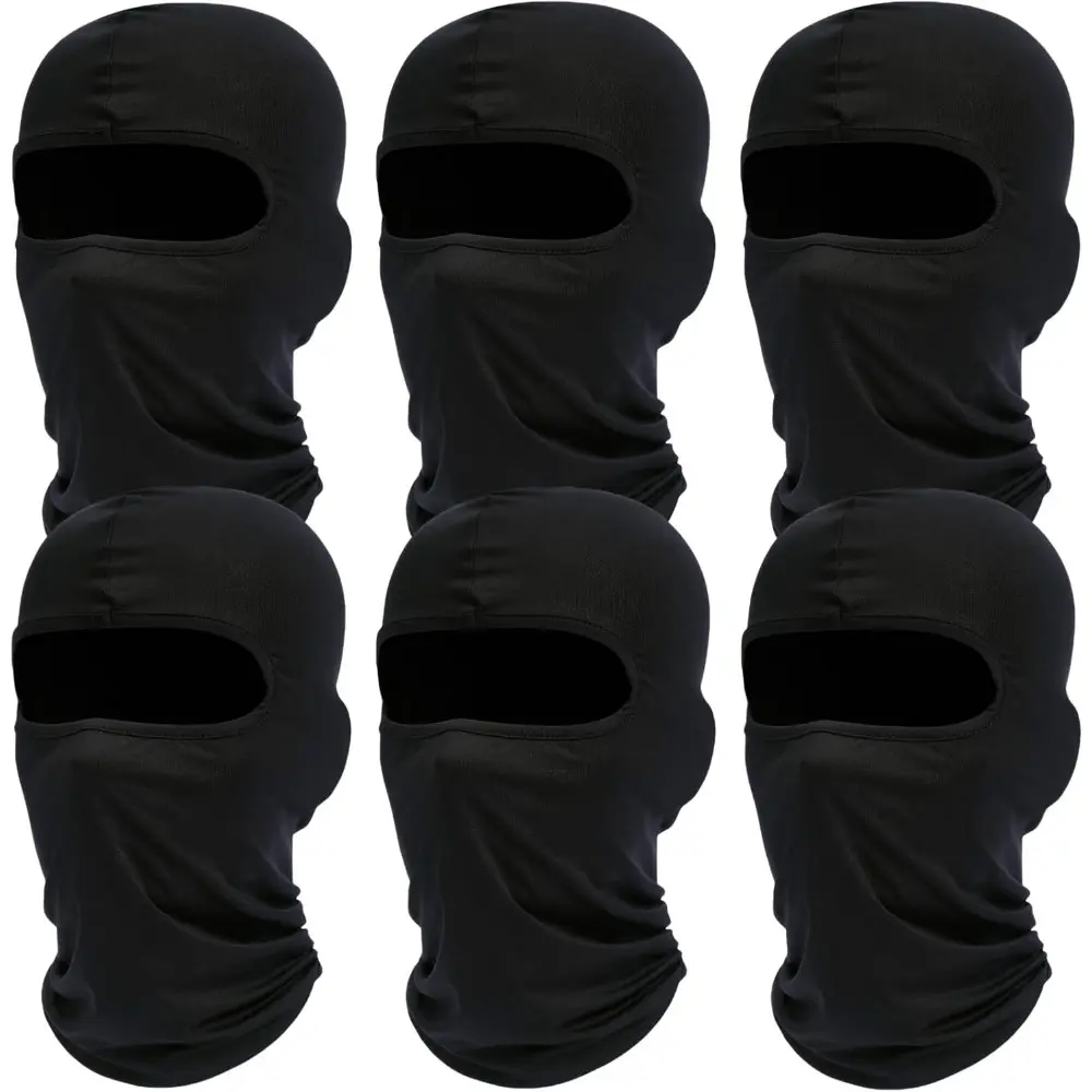 Men's 6-Pack Polyester Cooling Breathable Balaclava Headgear - Neck Gaiter Full Face Cover, Motorcycle Gear, Motocross Accessory, Hand Tool Kits Compatible Outdoor Hiking 1-Size Gear, Black