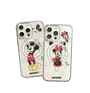 Disney Minnie Mouse Clear Phone Case with Fun Design and Character Illustration for Your Device Featuring Mickey & Minnie Characters 6.1 Inches Clear Protective Case
