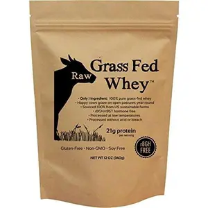 Raw Grass Fed Whey Protein Powder, Happy Healthy Cows, Undenatured, GMO-Free, Hormone Free, Gluten Free, Unflavored, Unsweetened, 12 OZ