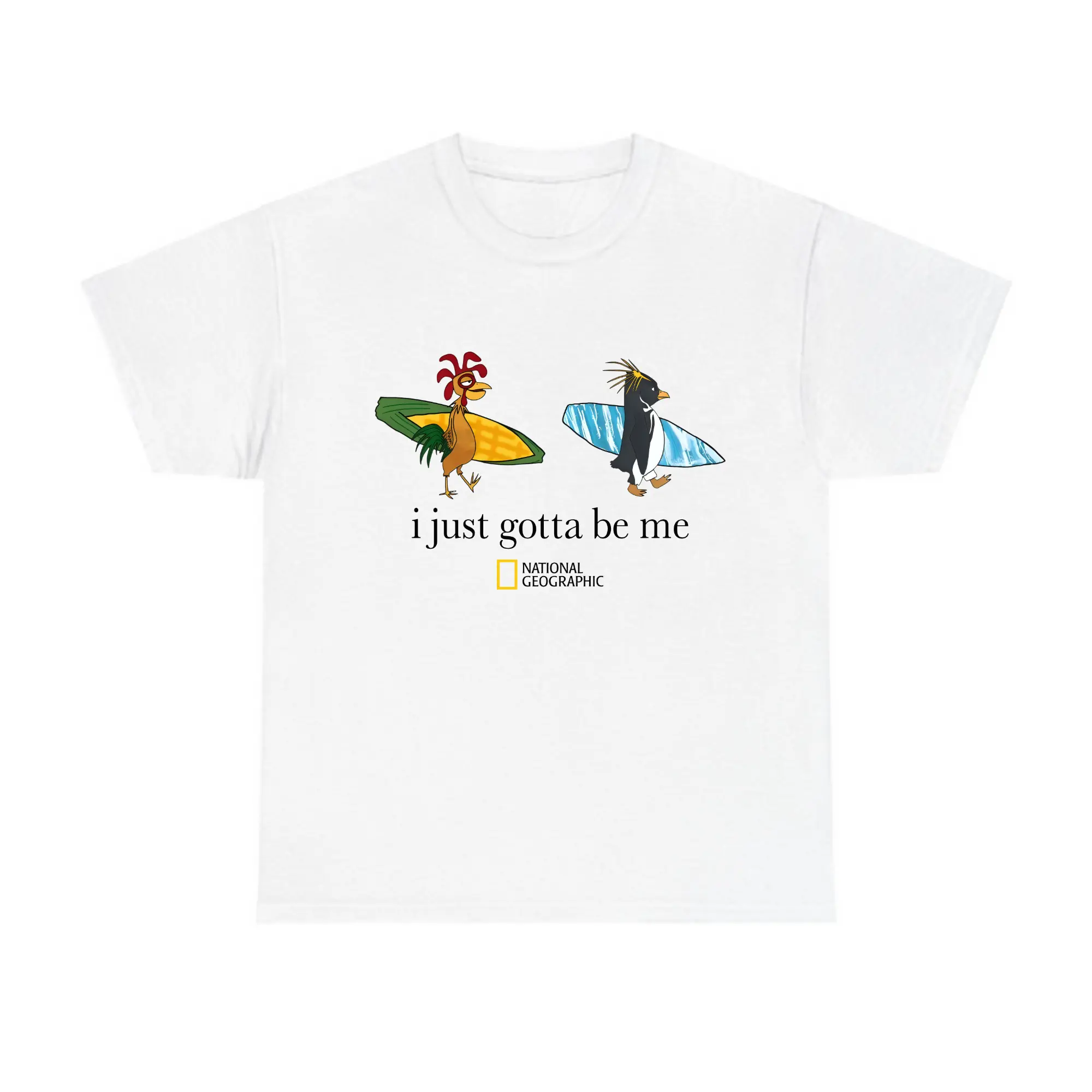 Unisex National Geographic Style Cody Maverick & Chicken Joe T-Shirt, Surf’s Up Penguin Graphic Tee, Funny Beach Surf Shirt for Men & Women, Trendy Cotton Casual Streetwear, Vintage Graphic Tee, Perfect Summer Outfit, Fits