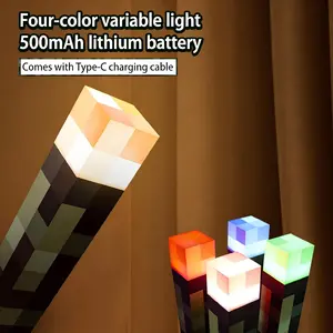 Upgraded Pixel Brown Stone Torch Light - USB Plug-in Night Light | Handheld/Wall-Mounted Illuminated Torch | Perfect Christmas Gift