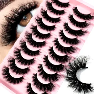 25mm dd lashes 9D Thick 10Pairs16-25mm Artificial Mink Eyelashes, Fluffy & Dramatic Look, False Eyelashes Dramatic Volume Lashes Extension Thick Long Reusable Extended Makeup Strip Lashes,Lashes,Eyelashes,Fake Lashes