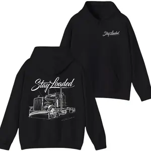 Stay Loaded Classic Chrome Hoodie – Diesel Trucker Sweatshirt, Peterbilt Big Rig Pullover, Chrome Linework Streetwear for Men