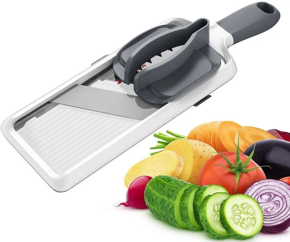 Multi Handheld Mandoline Slicer - Adjustable Stainless Steel Blade, Comfort Grip, Safety Features, Easy to Clean, Ideal for Speedy Slicing of Fruits and Vegetables