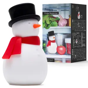 NEW - Peleg Design Freezy Fridge Deodorizer Odor Eliminator - Cute Snowman Baking Soda Container, Reusable Silicone Refrigerator Freshener, Fun Kitchen Gadget for Home Improvement
