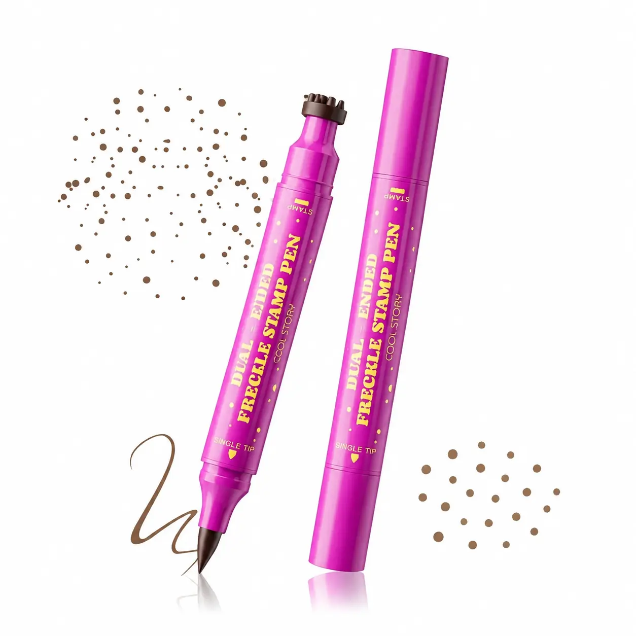 【Buy 1 Get 1 Free】Waterproof Freckles Pen: Faux Freckle Stamp and Fine Tip Eyeliner for Realistic, Long-Lasting Freckles and Effortless Makeup, Perfect for Daily Wear and Cosplay