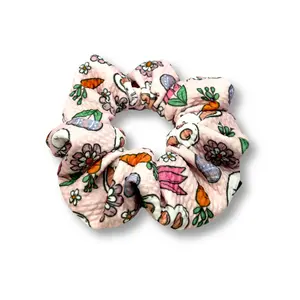 Mini Pink Floral Bunny Easter Bullet Scrunchie
