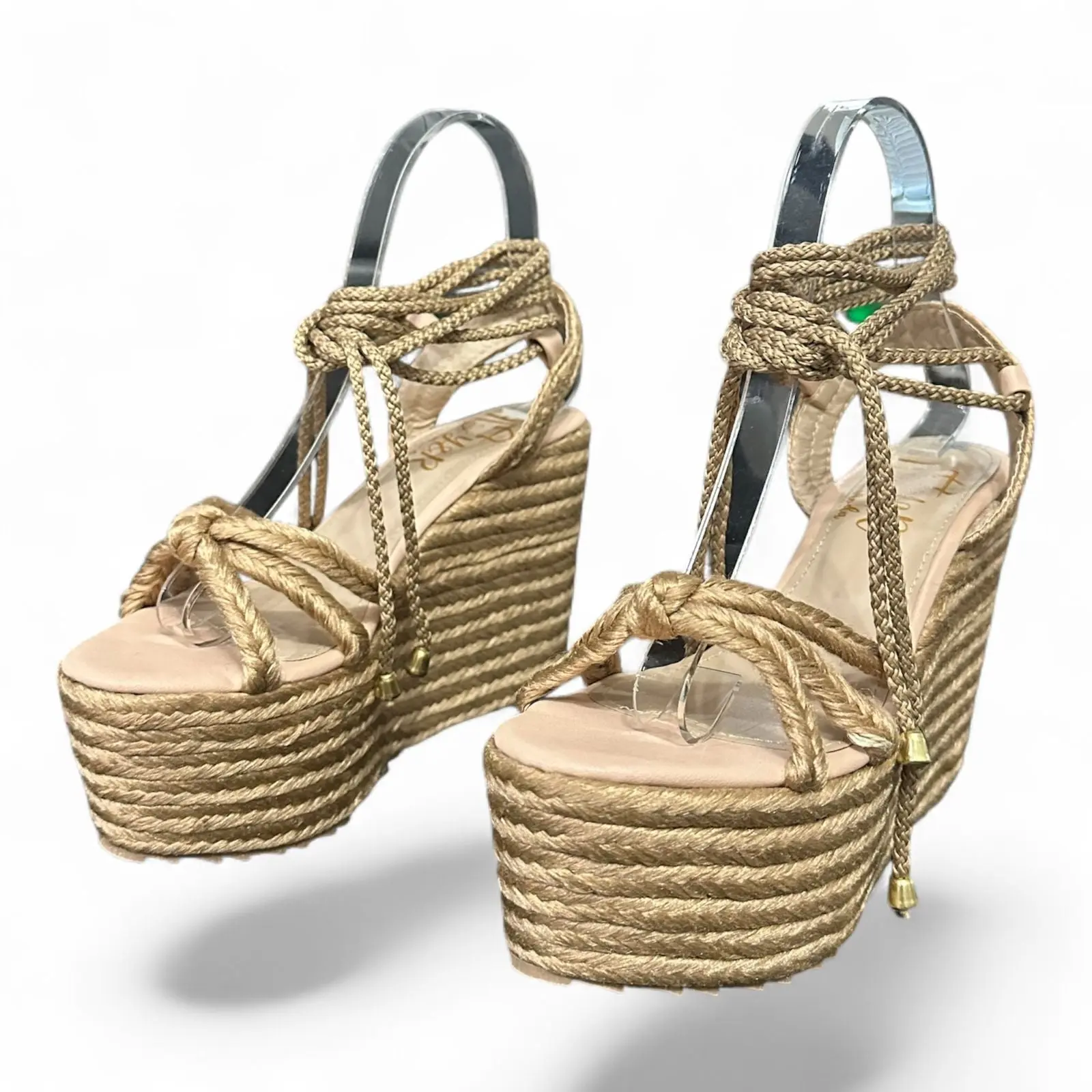 YRMODA Women's Stylish Roman-Style Strap Jute Wedge Heel Sandals, Open-Toe Footwear with 12cm High Heel, Classic Casual Elegant Shoes