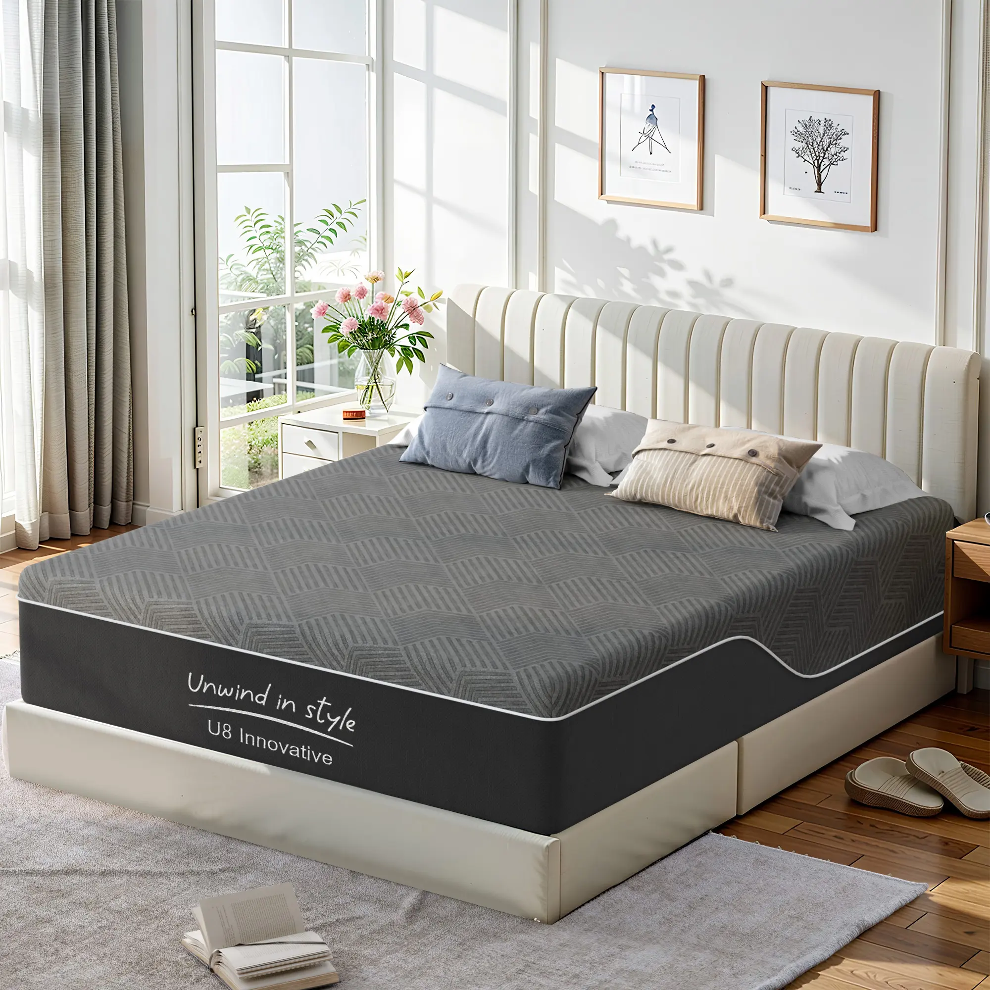 DlandHome Memory Foam Mattress – 10/12/14 Inch, Bamboo Charcoal & Silicone Memory Foam, Multi-Layer Ergonomic Design, CertiPUR-US Certified – Twin/Full/Queen/King – Bed in a Box
