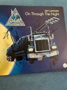 Def Leppard Hand Signed Autographed On Through The Night Album Record LP Vinyl By All COA