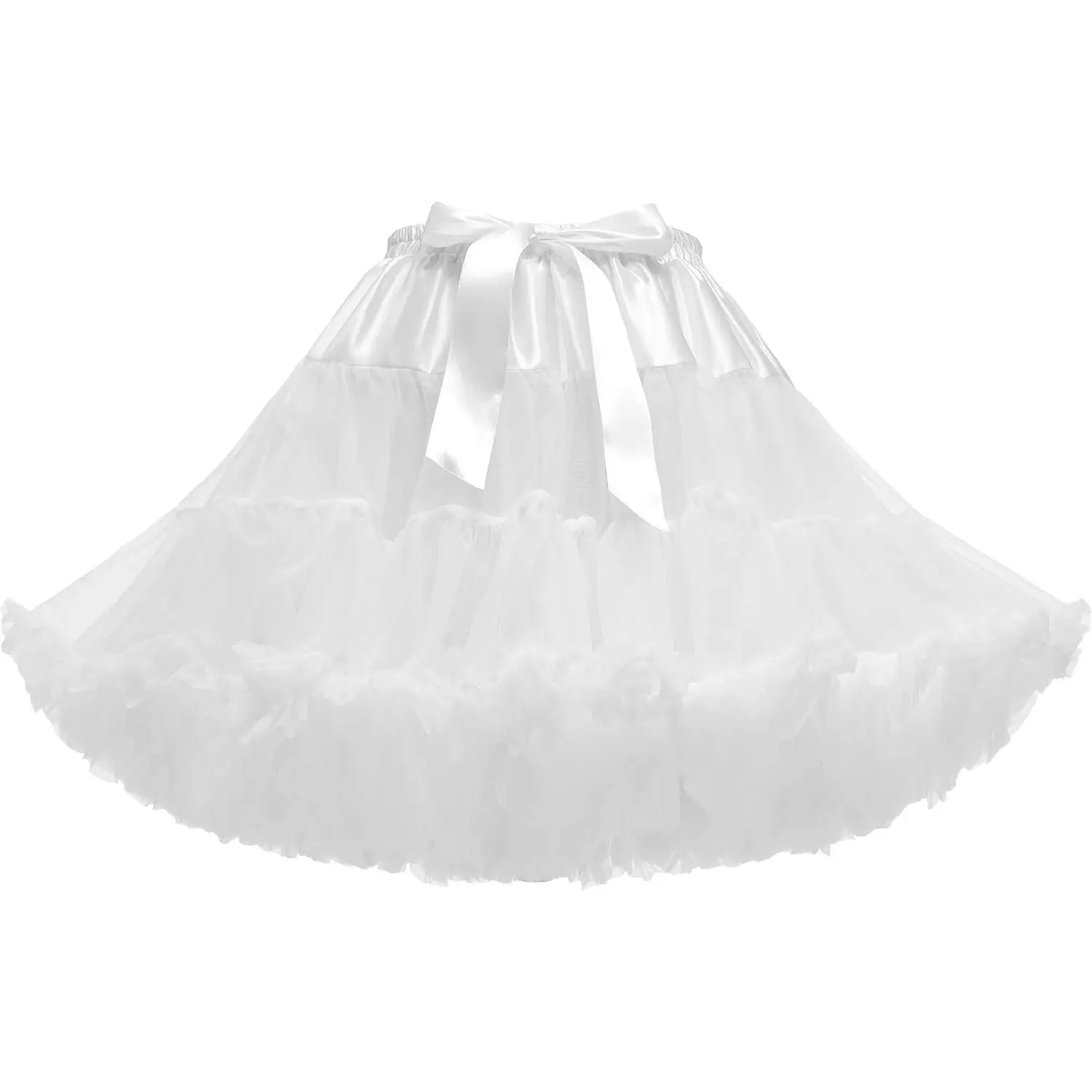 Women's Girls Elastic Waist Multi-Layer Tulle Tutu Short Skirt Petticoat