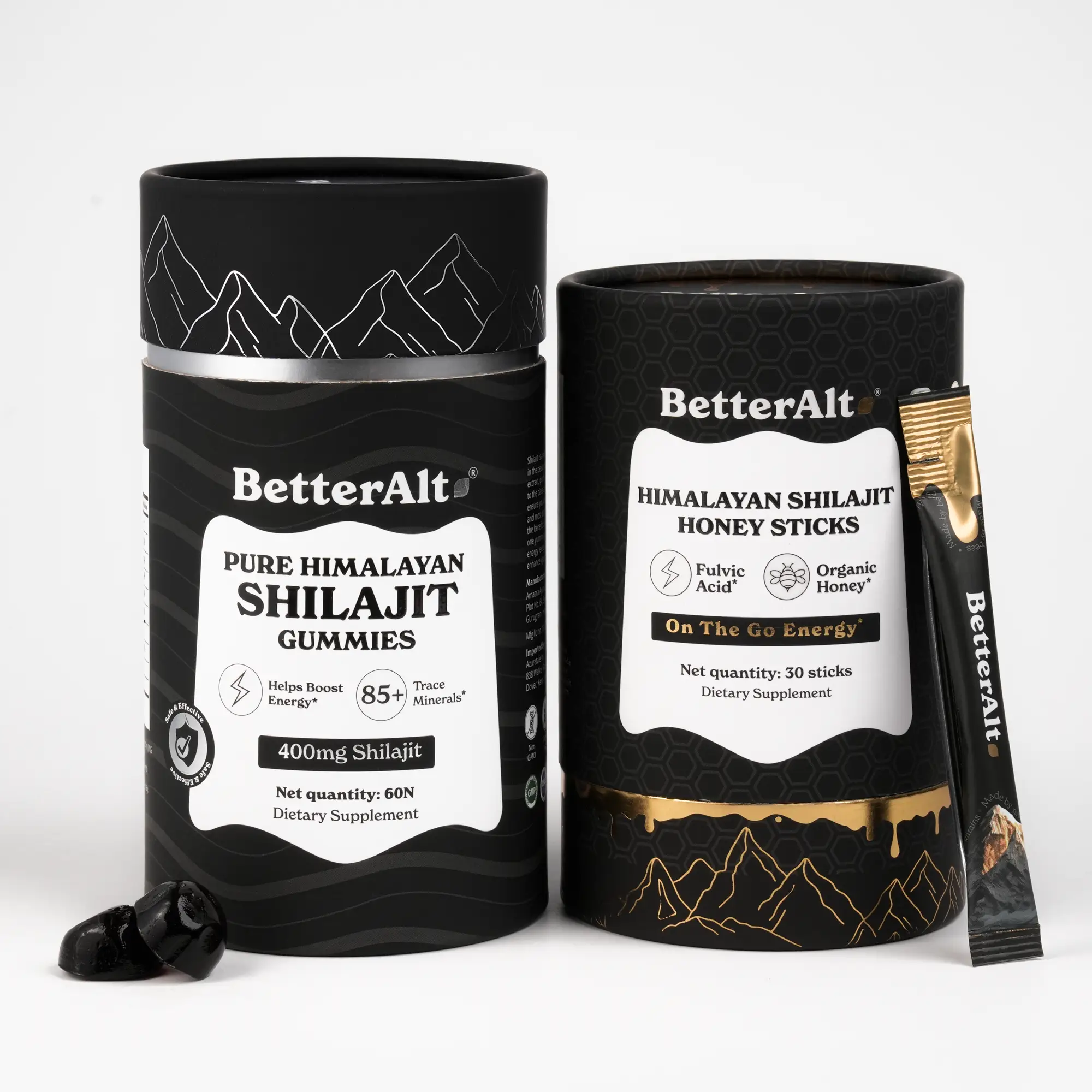BetterAlt Ultimate Power Up Duo | Shilajit GOLD+ Honey Sticks + Shilajit Gummies...
