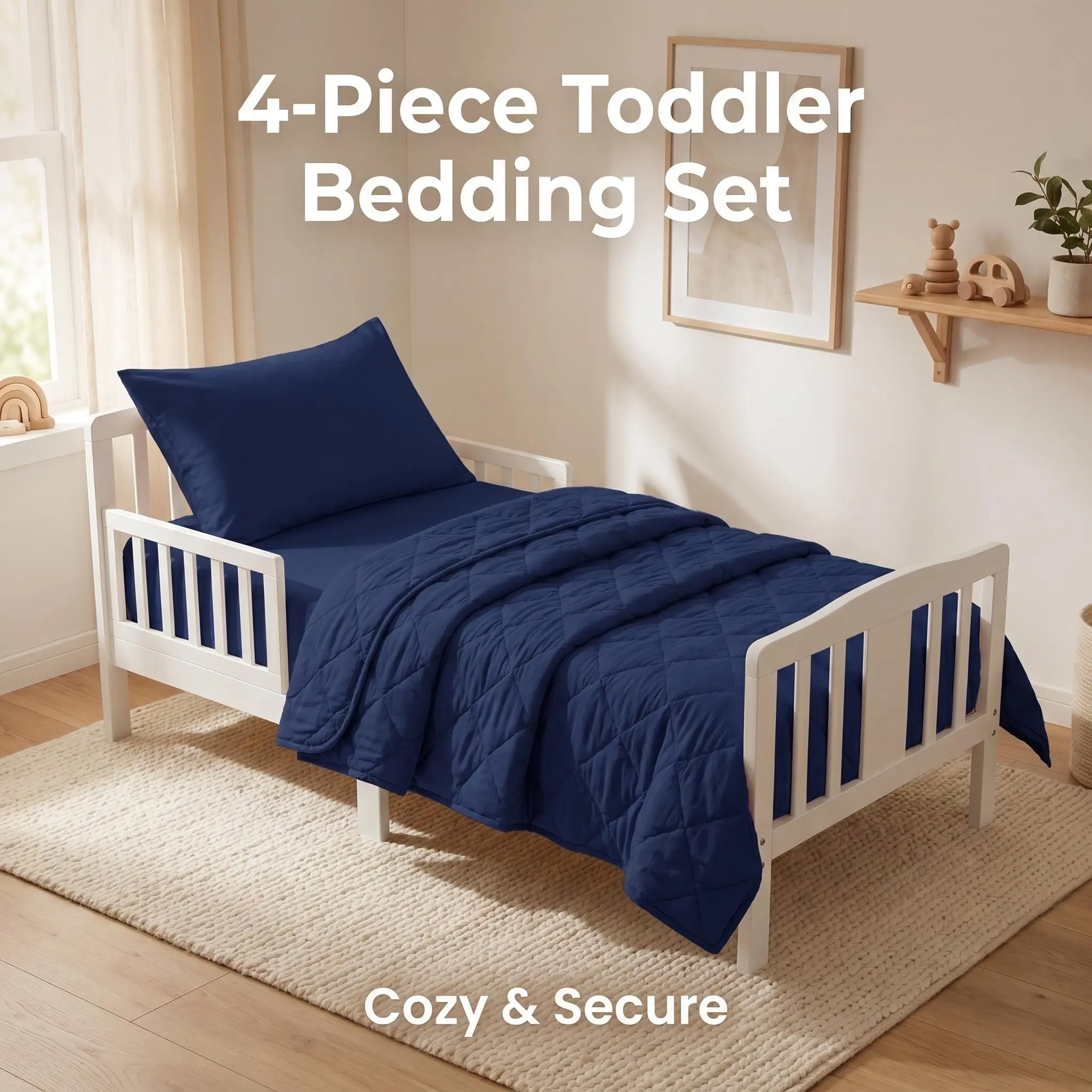 Bedsum 4Pcs Small Size Bedding Set, Ultra Soft Breathable Microfiber Comforter, Skin Friendly All Season Bed Linens