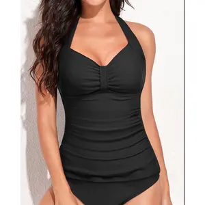 Aqua Eve Women Tankini Bathing Suit Top Only - Halter Swimsuit Top Tummy Control Swimwear Swim Tank Top Only No Bottom