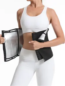 Women's Silver Color Waist Trainer, Chloroprene Rubber Workout Thong, Waist Cincher Belt with Zipper and Buckle Closure, Waist Trimmer Cincher
