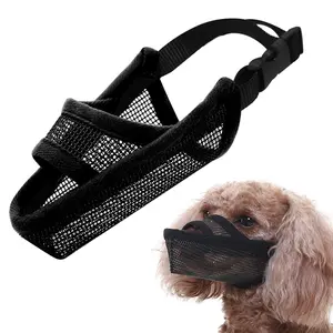 Nylon Dog Muzzle for Small Medium Large Dogs, Air Mesh Breathable and Drinkable Pet Muzzle for Anti-Biting Anti-Barking Licking(Black,XXXS)
