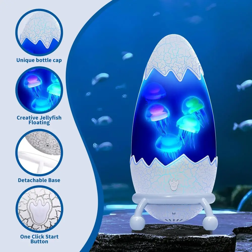 Jellyfish Lamp Color Changing LED Jelly Fish Light Lamp Ocean Decor Cute Night Light Fish Tank Light Jellyfish Deco Home Decoration Light for Bedroom Living Room Aesthetic Room Decor Ambient Mood Lamp