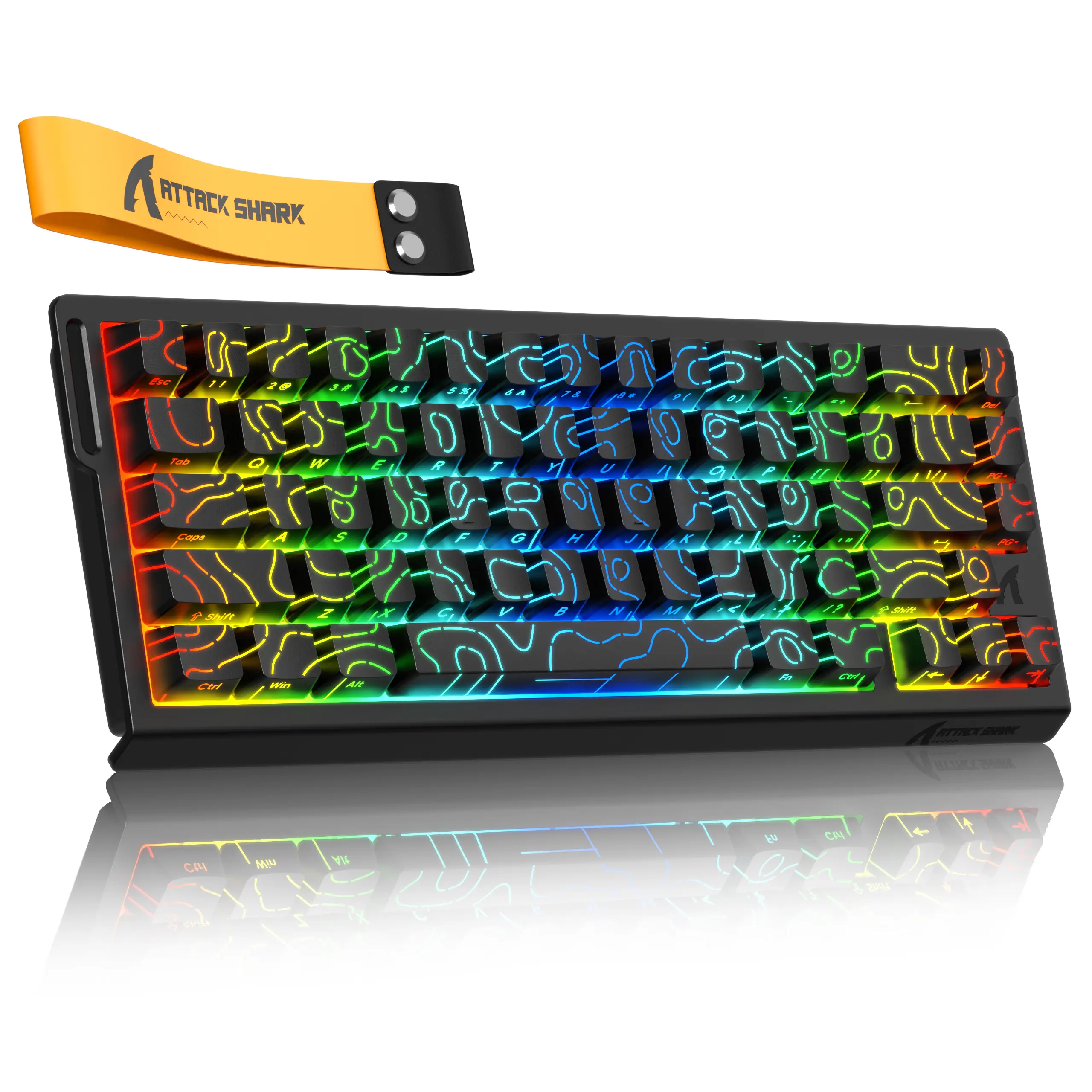 ATTACK SHARK X68HE Rapid Trigger Magnetic Switch Mechanical Gaming Keyboard, USB-C Wired Connection, Hall Effect Magnetic Switch, 60% TKL RGB Backlit,  PBT Keycaps,0.01mm RT Accuracy, 8000Hz Polling Rate,  with Adjustable Actuation for Win/Mac.