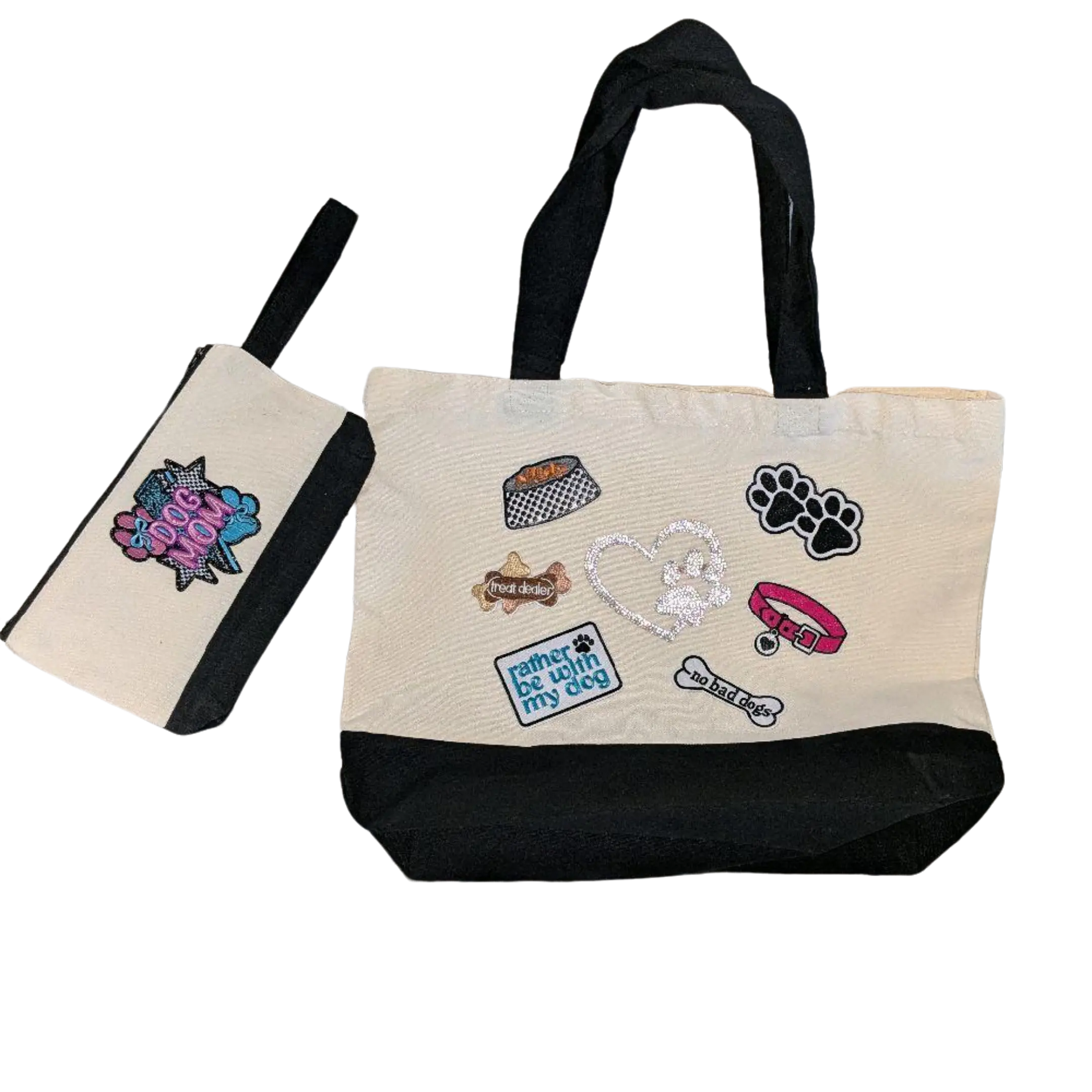 Custom Patched Tote Bag Set Personalize Canvas Sturdyhandy with Fun Stickers and Unique Designs