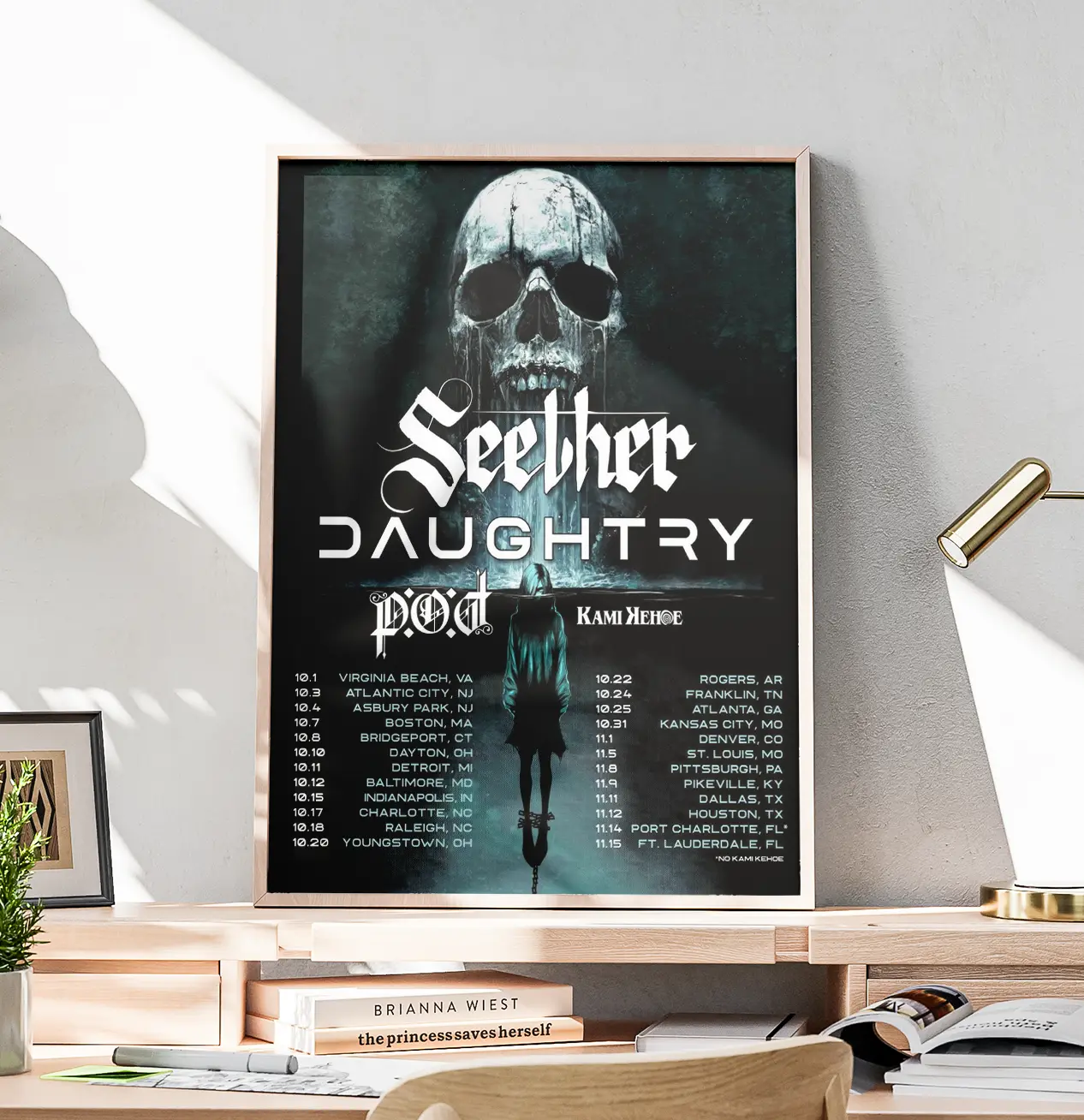 Seether Daughtry P.O.D. Tour Poster - Concert Schedule Wall Art - Grunge Rock Fan Gift