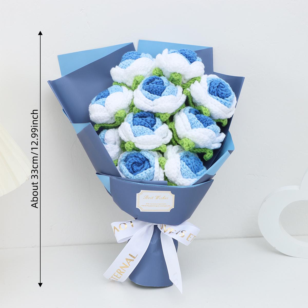 Gradient Color Crocheted Rose Bouquet, Preserved Flower Gift for Wife, Girlfriend, Mother, Perfect Present for Special Occasions