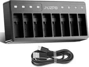 JYJZPB 8 Slots Battery Charger for Go Pro Hero12/11/10/9 Black Enduro Battery, Multi-Bay Charger for GoPro Hero 12/11/10/9 Batteries