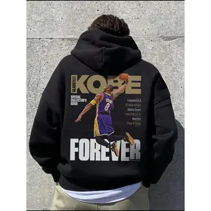 Trendy Basketball Style! SHEIN Kobe Bryant Commemorative Hoodie, featuring the classic dunk scene + "FOREVER" lettering. The loose fit creates a casual street - style look, a wardrobe gem for basketball fans.