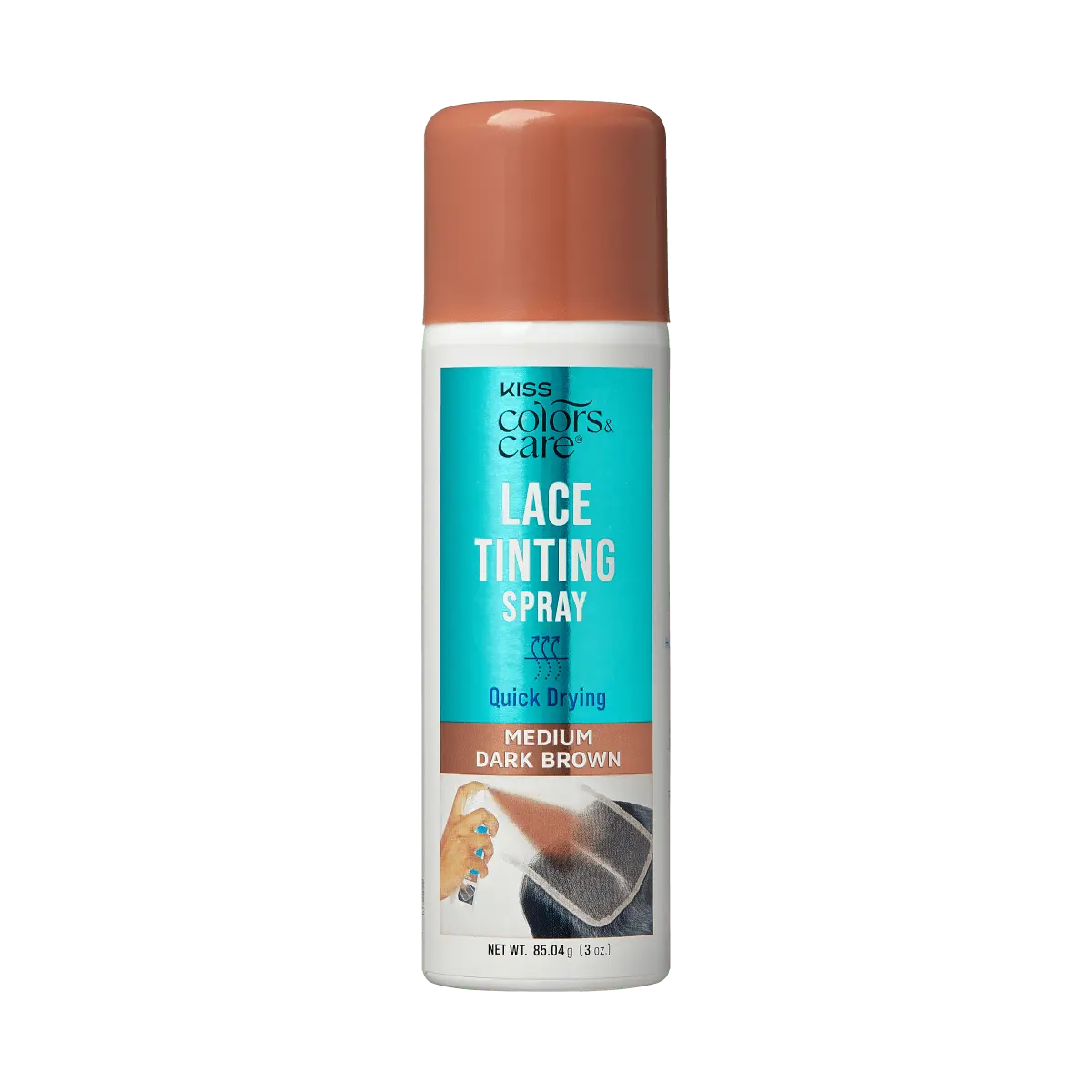 Kiss Colors & Care Lace Tinting Spray | Lace Front Wig Spray, Quick Drying, Transfer Proof, Medium Dark Brown, Hair Care