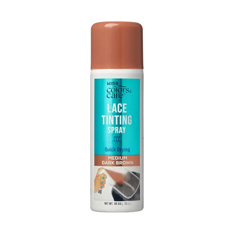 Kiss Colors & Care Lace Tinting Spray | Lace Front Wig Spray, Quick Drying, Transfer Proof, Medium Dark Brown, Hair Care