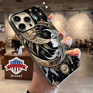 Solar and Lunar Myth Pattern Magnetic Phone Case for iPhone 15 16 14 Pro Max 13 12 11 XR XS Plus Shockproof Non Slip Military-Grade Protection slim Cover Cellphone Protective Smartphone Casing