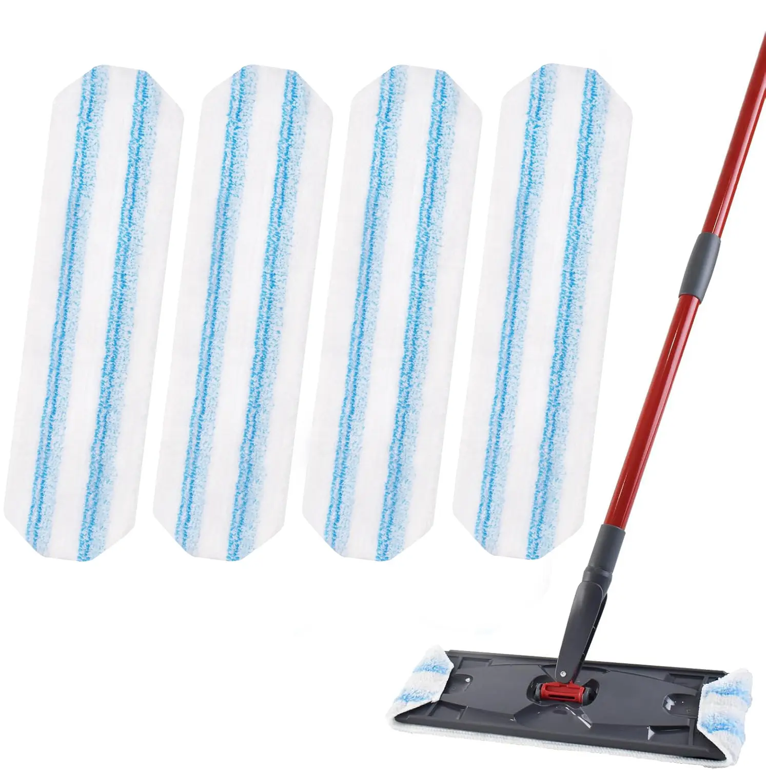 Microfiber Mop Pads Compatible with H2PrO Flat Mop System, Washable Reusable Replacement Pads, Strong Absorption Floor Cleaning Refills for Hardwood, Tile & Concrete Floors