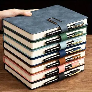 Vintage A5 Leather Binding Notebook, Personalized Soft Cover and Bookmark, Ideal for Business Meetings and University Life, Notebook