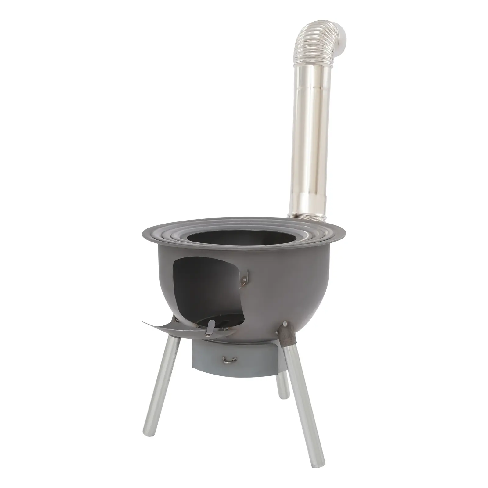 Stainless Steel Wood Burning Stove with 3 Wok Rings, 29.5cm Barbecue Grill Grid, 150kg Load Capacity, Heat-Resistant Coating & Easy Assembly for Indoor, Outdoor Camping & Outdoor Picnic Cooking