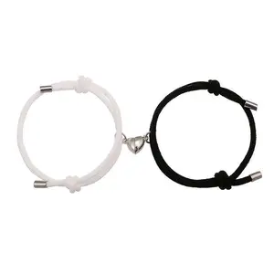Hand-woven couple heart-shaped bracelet personalized fashion souvenirs and gifts, magnetic, daily fashion, multi-functional, cute and adjustable