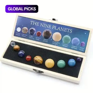 Solar System Crystal Series, 1 Box Planets Natural Stone Set, Mineral Specimen Gift Box, Holiday Gift for Science Lovers, Natural Crystal Sphere #GLOBAL PICKS