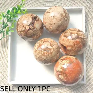 1pc Amber Cherry Ball for Home Decoration, Unique Crystal for Energy and Relaxation, Meditation and Spiritual Growth, Mother's Day Gift