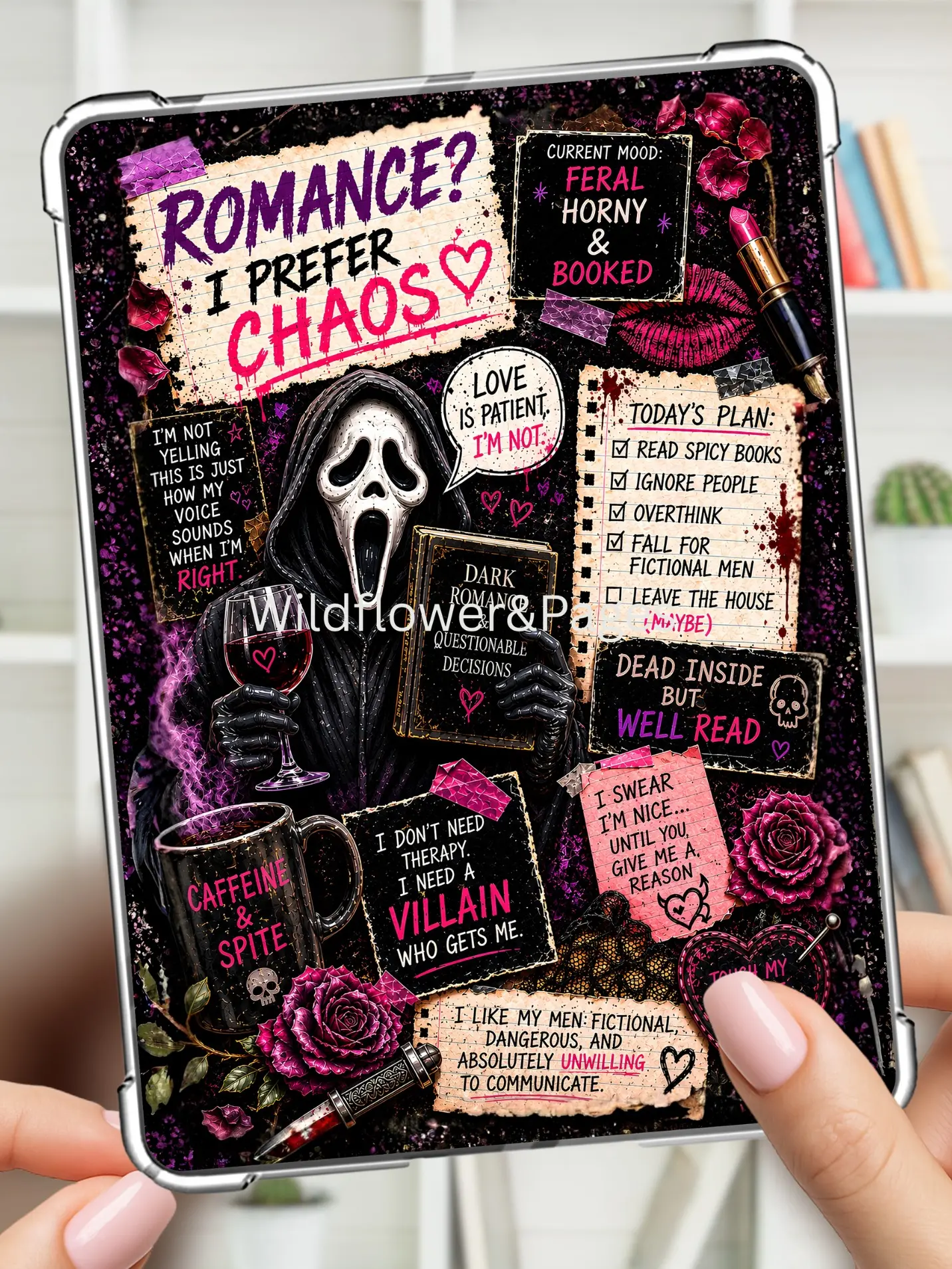 Kindle Insert Romance Chaos, paperwhite, colorsoft, scribe, oasis, fire,kobo, ipad, boox go 7, ereader, bookish gifts, book lover