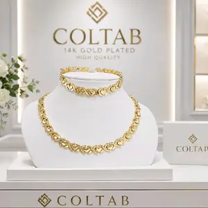 14K Gold Plate set corazones  Set 20 Inches Necklace