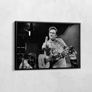 Darrell Johnnyy Cash Middle Finger Poster No Frame, Music Fan Collectibles, Vintage Photo Poster, Iconic Wall Art, Music Wall Decor