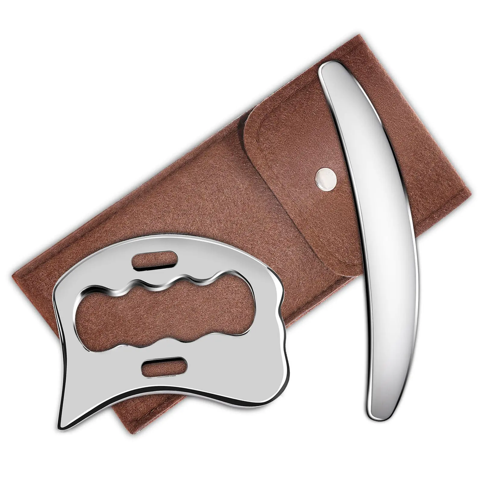 2-in-1 Stainless Steel Gua Sha Muscle Scraper Tool, Myofascial Scraping Tools, Lymphatic Drainage Massager, Soft Tissue Massage Tool, Facial Care Tools, Beauty Tools, Facial Body Scraper, Self Care Tool