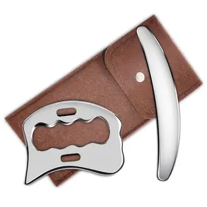 2-in-1 Stainless Steel Gua Sha Muscle Scraper Tool, Myofascial Scraping Tools, Lymphatic Drainage Massager, Soft Tissue Massage Tool, Facial Care Tools, Facial Body Scraper
