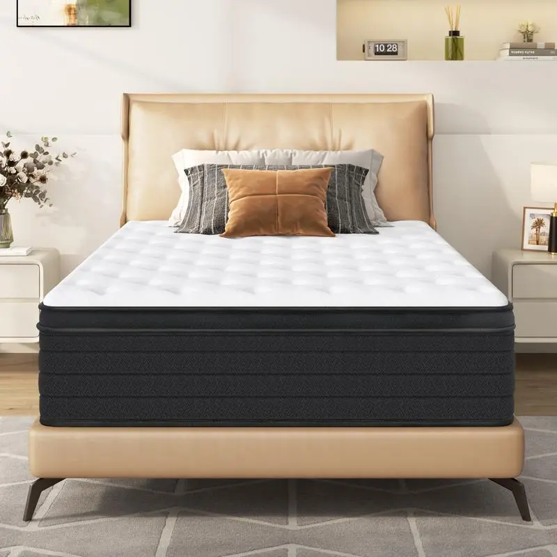 10&14 inch Mattress with Gel Memory Foam and Individual Pocket Spring, Medium Firmness, Ergonomic Design-Twin/Full/Queen/King Size