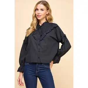 Brielle Eyelet Lace Detailed Button Up Blouse