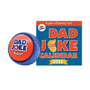 2026 Dad Joke Gift Set | Includes: (1) Desktop Calendar & (1) Dad Joke Button