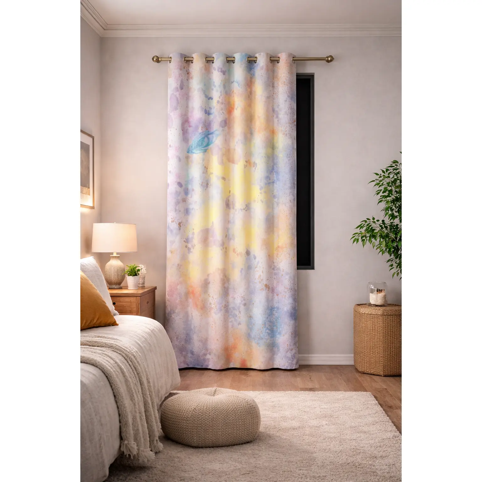 Blackout Curtains: Rain Dreams Watercolor Window Panels