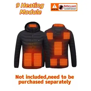 Men’s Heated Jacket (Battery Not Included), Detachable Hood, USB Fiber Silk Smart Thermostat, Windproof, Slim Fit Casual Style, Autumn & Winter Outerwear, Hooded Winter Outerwear